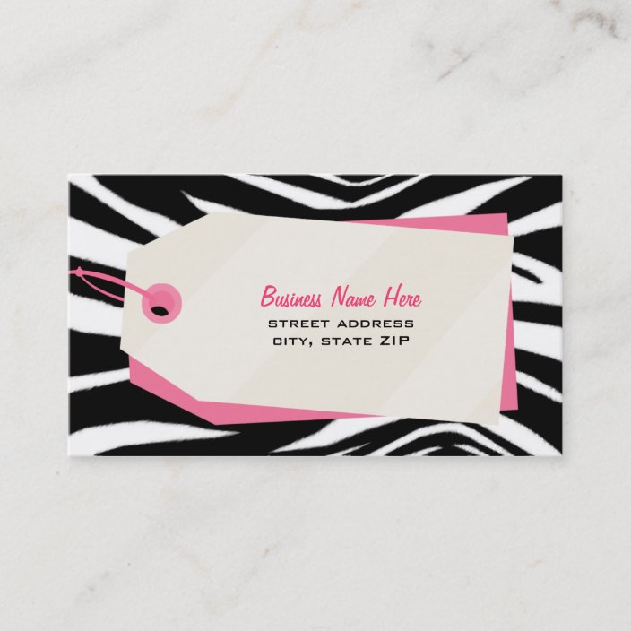 Zebra Print Shopping Tag Retail Business Card Zazzle Com