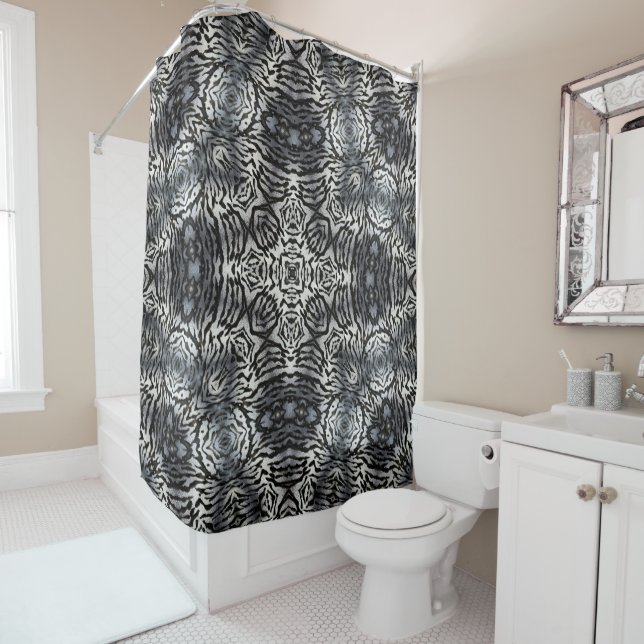 Zebra Print Shower Curtain (In Situ)