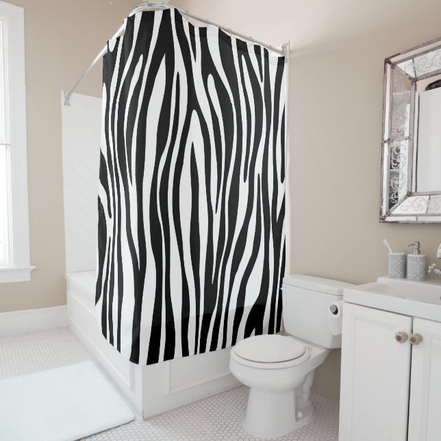 Zebra Print Shower Curtain (In Situ)