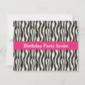 Zebra Print Spa Birthday Party Invitation (Back)