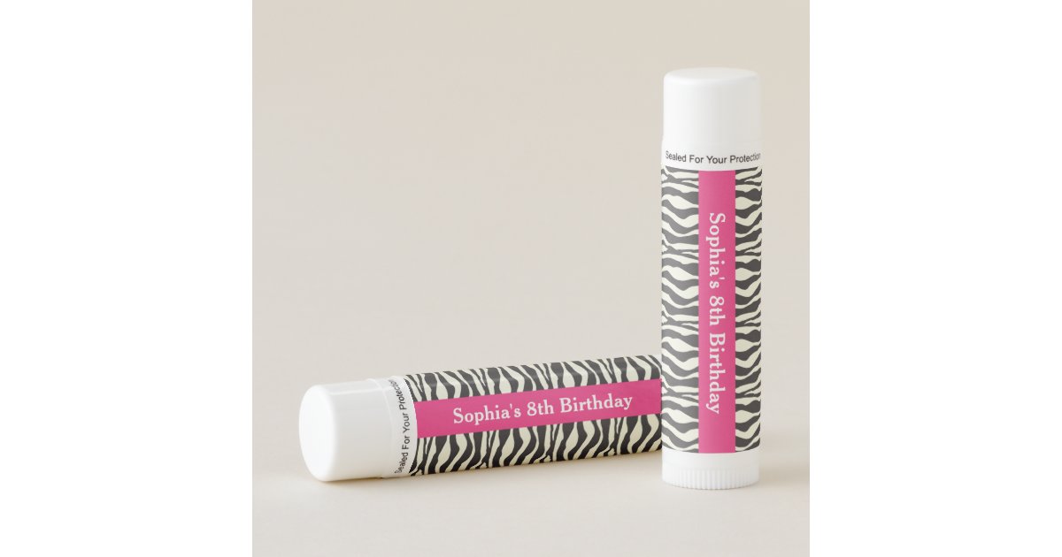 Zebra Print Spa Makeup Girls Birthday Party Favors Lip Balm Zazzle Com
