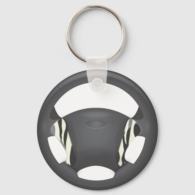 Zebra Print Steering Wheel Keychain (Front)