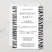 Zebra Print, Stripes, Black And White, Birthday Magnetic Invitation (Front)