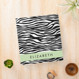 Zebra Print, Stripes, Black And White, Your Name 3 Ring Binder