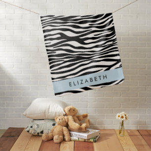 Zebra Print, Stripes, Black And White, Your Name Baby Blanket