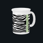 Zebra Print, Stripes, Black And White, Your Name Beverage Pitcher<br><div class="desc">Elegant,  stylish and sophisticated zebra pattern in black and white color. Modern and trendy gift,  perfect for the animal print lover in your life. Personalize by adding your name,  nickname,  monogram or initials.</div>