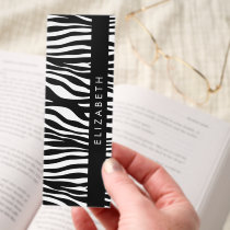 Zebra Print, Stripes, Black And White, Your Name Bookmarks