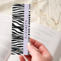 Zebra Print, Stripes, Black And White, Your Name Bookmarks