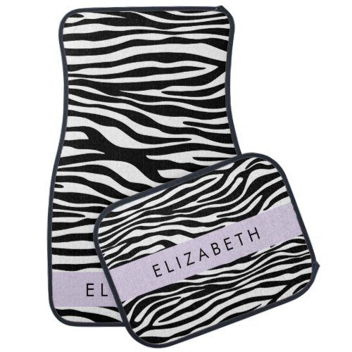 Zebra Print Stripes Black And White Your Name Car Floor Mat