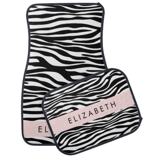 Zebra Print Stripes Black And White Your Name Car Floor Mat