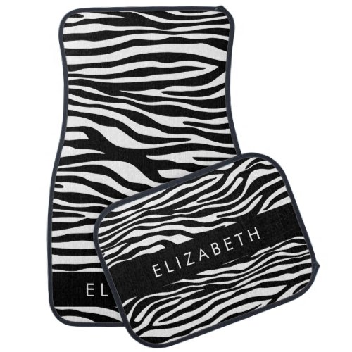 Zebra Print Stripes Black And White Your Name Car Floor Mat