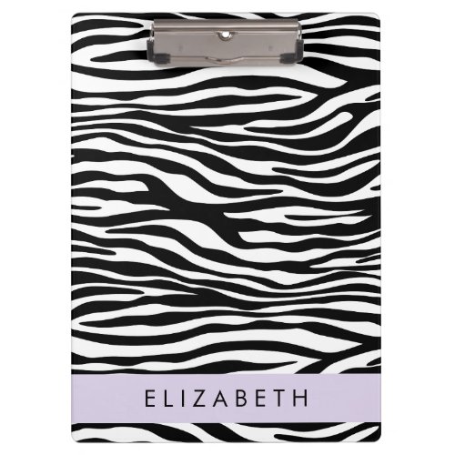 Zebra Print Stripes Black And White Your Name Clipboard