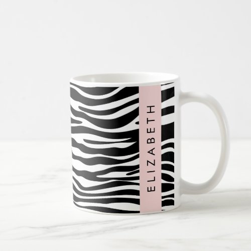 Zebra Print Stripes Black And White Your Name Coffee Mug