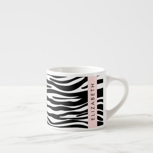Zebra Print Stripes Black And White Your Name Espresso Cup