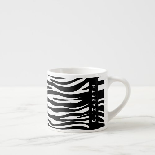Zebra Print Stripes Black And White Your Name Espresso Cup