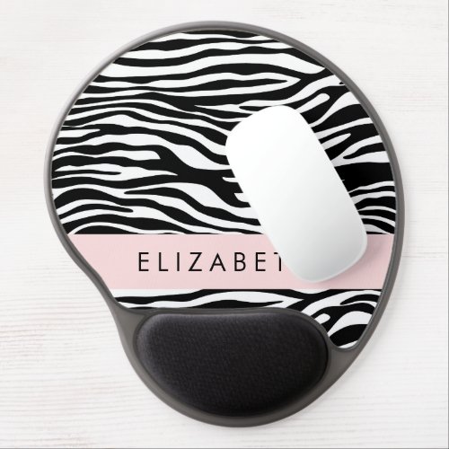 Zebra Print Stripes Black And White Your Name Gel Mouse Pad