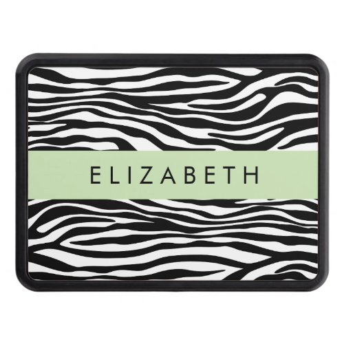 Zebra Print Stripes Black And White Your Name Hitch Cover