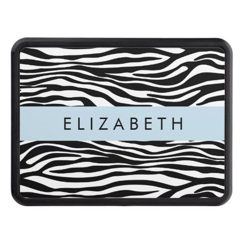 Zebra Print Stripes Black And White Your Name Hitch Cover