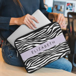 Zebra Print, Stripes, Black And White, Your Name Laptop Sleeve<br><div class="desc">Elegant,  stylish and sophisticated zebra pattern in black and white color. Modern and trendy gift,  perfect for the animal print lover in your life. Personalize by adding your name,  nickname,  monogram or initials.</div>