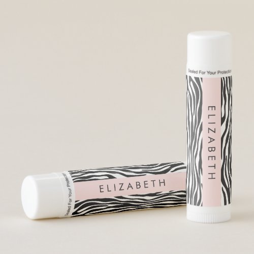 Zebra Print Stripes Black And White Your Name Lip Balm