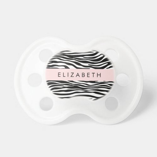 Zebra Print Stripes Black And White Your Name Pacifier