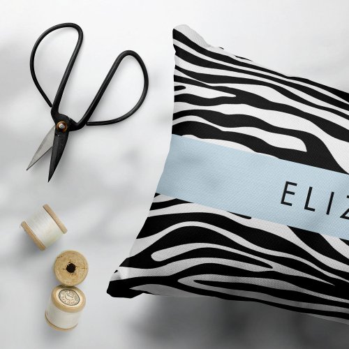 Zebra Print Stripes Black And White Your Name Pet Bed