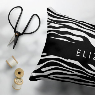Zebra Print, Stripes, Black And White, Your Name Pet Bed