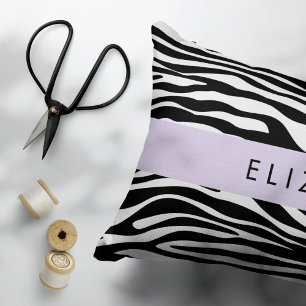 Zebra Print, Stripes, Black And White, Your Name Pet Bed