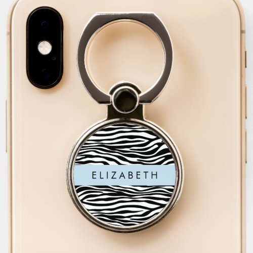 Zebra Print Stripes Black And White Your Name Phone Ring Stand