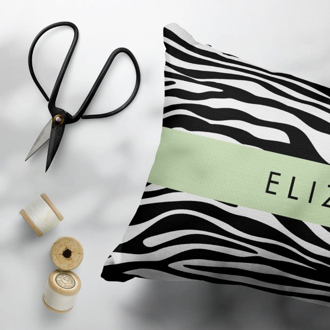 Zebra Print, Stripes, Black And White, Your Name Pillow Case (Creator Uploaded)