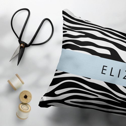 Zebra Print Stripes Black And White Your Name Pillow Case