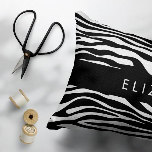 Zebra Print Stripes Black And White Your Name Pillow Case