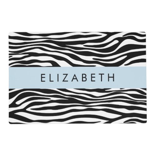 Zebra Print Stripes Black And White Your Name Placemat