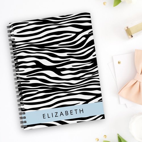 Zebra Print Stripes Black And White Your Name Planner