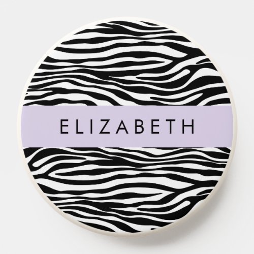 Zebra Print Stripes Black And White Your Name PopSocket