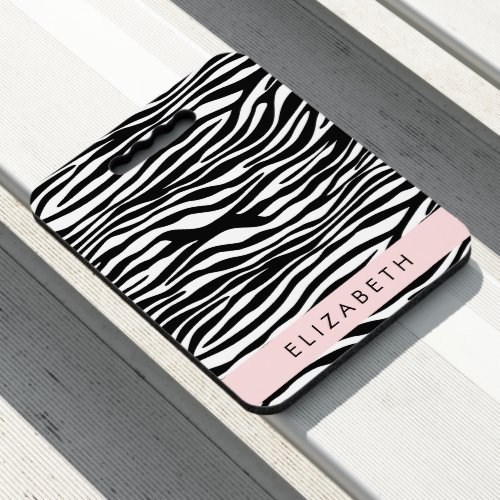 Zebra Print Stripes Black And White Your Name Seat Cushion