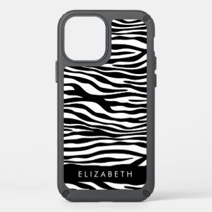 Zebra Print, Stripes, Black And White, Your Name Speck iPhone 12 Case