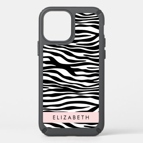 Zebra Print Stripes Black And White Your Name Speck iPhone 12 Case