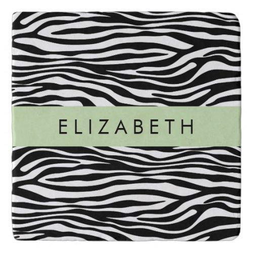 Zebra Print Stripes Black And White Your Name Trivet