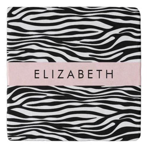 Zebra Print Stripes Black And White Your Name Trivet