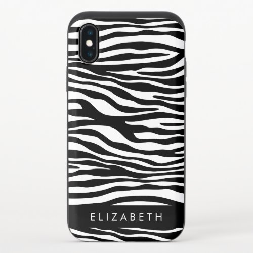 Zebra Print Stripes Black And White Your Name iPhone X Slider Case