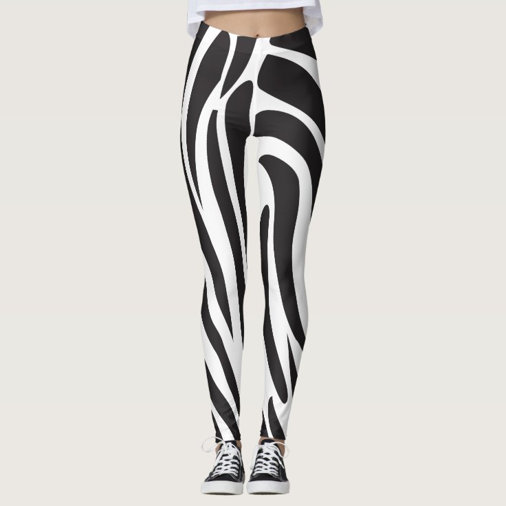 Zebra Print stripes Leggings | Zazzle