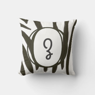 Zebra Print Stripes Monogram Pillows