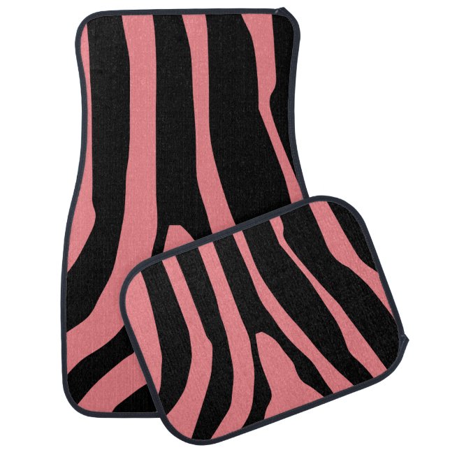 Zebra Print Stripes Pattern Car Floor Mat (Set)