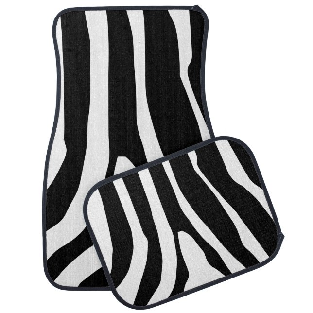 Zebra Print Stripes Pattern Car Floor Mat (Set)