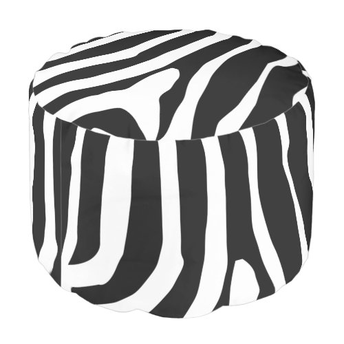 Zebra Print Stripes Pattern Pouf