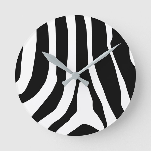 Zebra Print Stripes Pattern Round Clock (Front)