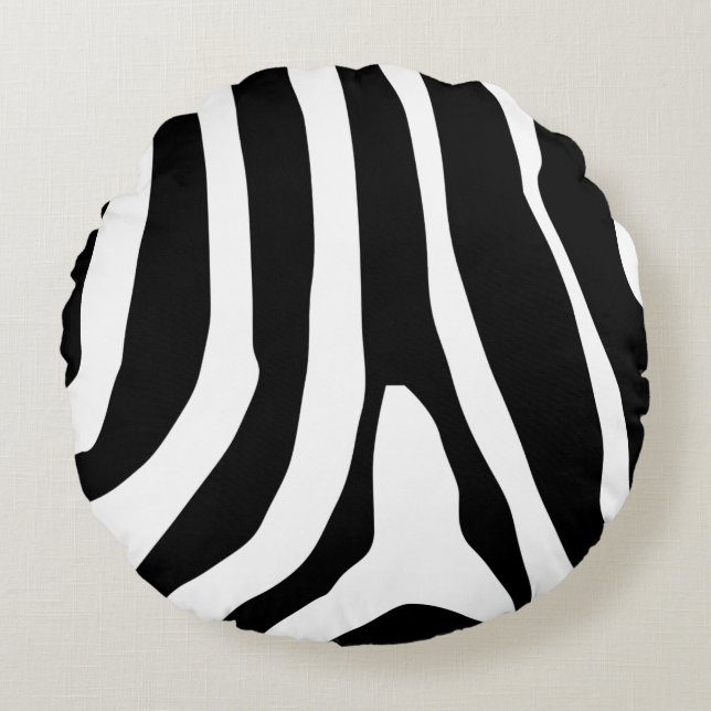 Zebra Print Stripes Pattern Round Pillow (Front)