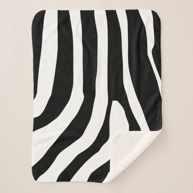 Zebra Print Stripes Pattern Sherpa Blanket (Front)