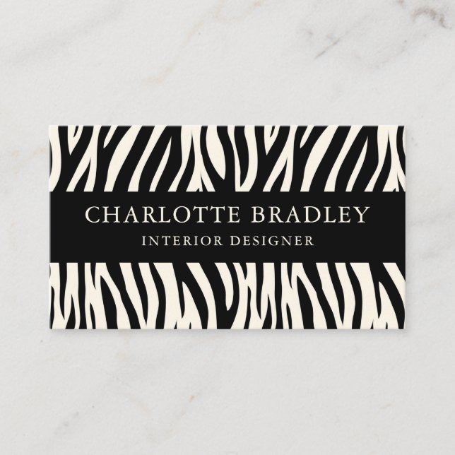 Zebra Print Stylish Modern Animal Print Business Card (Front)
